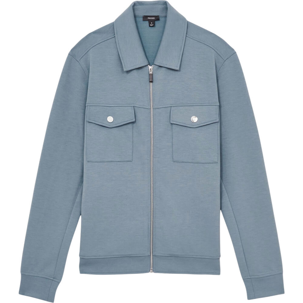 REISS MEDINA Interlock Jersey Zip Through Overshirt